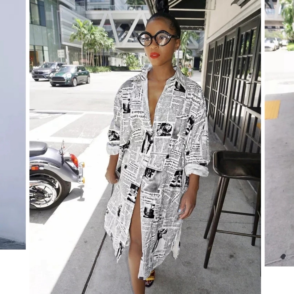 Front Page News Shirt Dress XXL - Picture 2 of 5